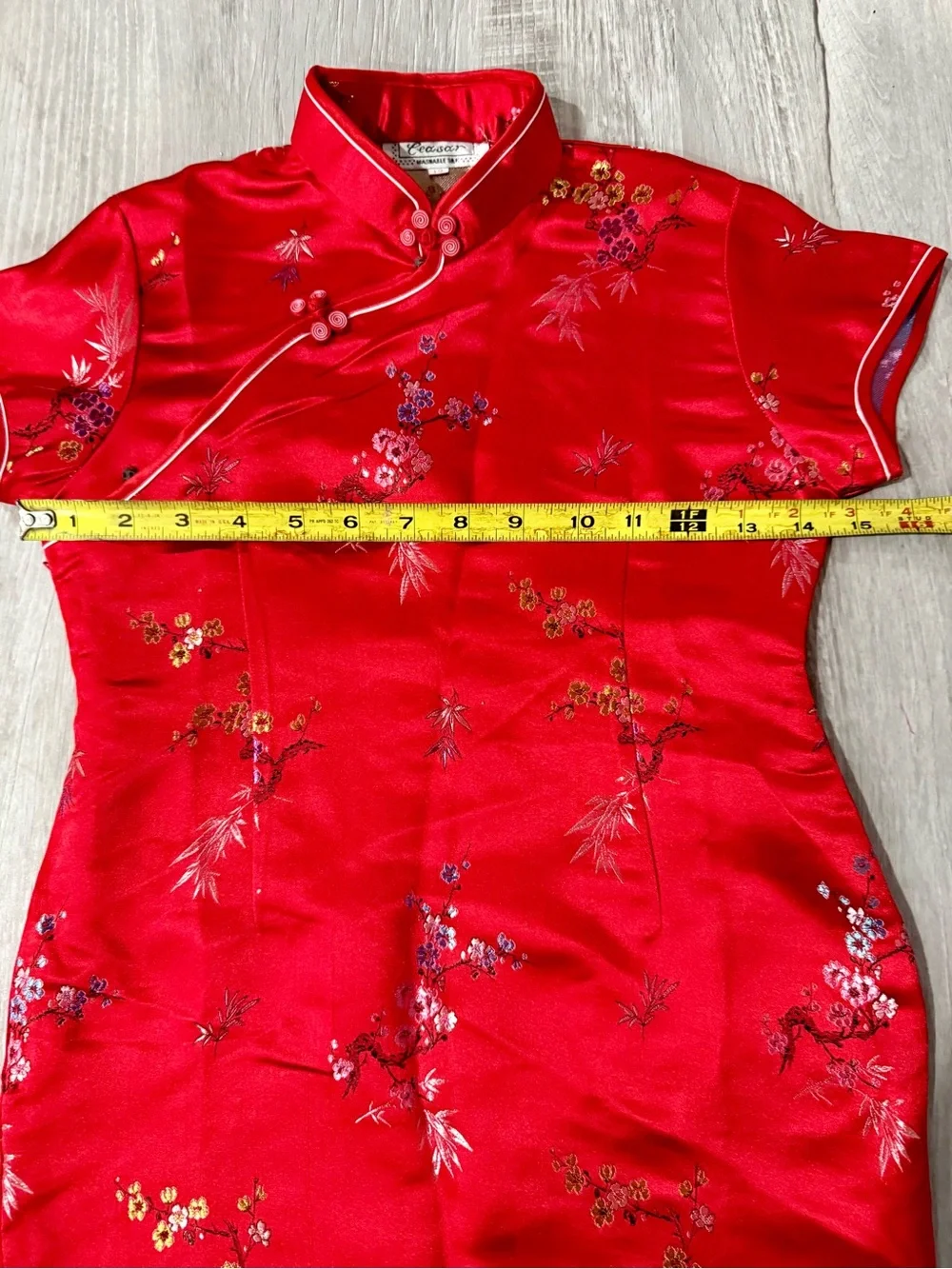Vintage Ceasar Children’s Red 100% Silk Floral Qipao Cheongsam Dress Size 12